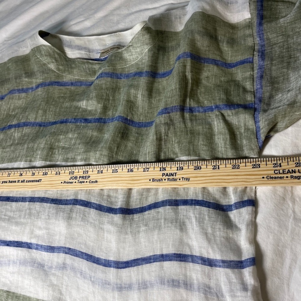 Sartoria Saracena Italian Linen Lagenlook Stripe Tunic Top Blue Green M - Picture 5 of 8